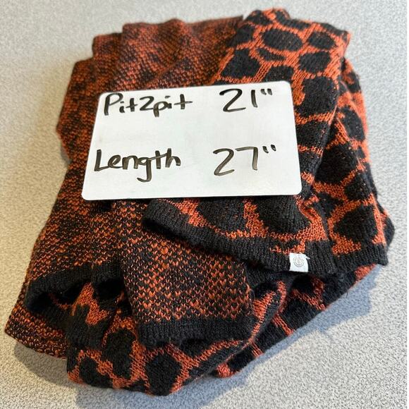 Element S Animal Print Open Front Cardigan Waterfall Flare Collar Black & Orange - Picture 8 of 13